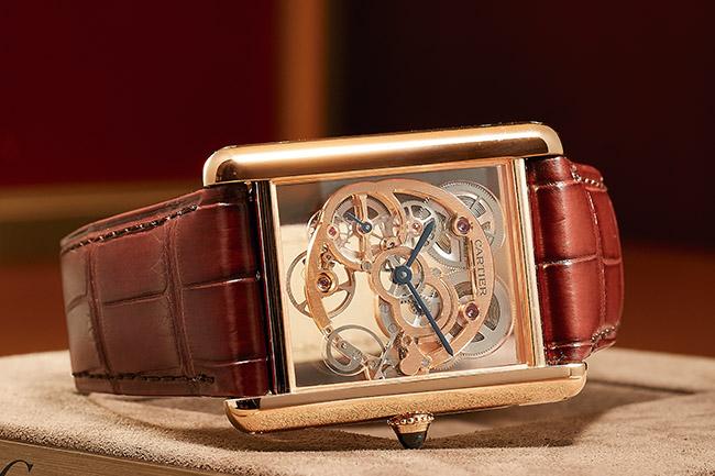 魔幻通透坦克 CARTIER Tank Louis Cartier藍寶石水晶鏤空腕錶