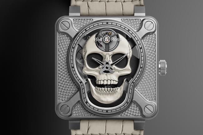 白色骷顱頭 BELL & ROSS BR 01 Laughing Skull WHITE腕錶
