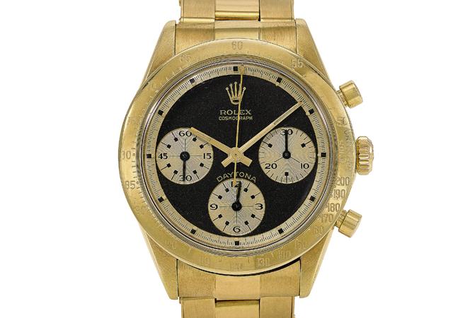 勞力士6239 型號「PAUL NEWMAN DAYTONA」黃金計時鍊帶腕錶