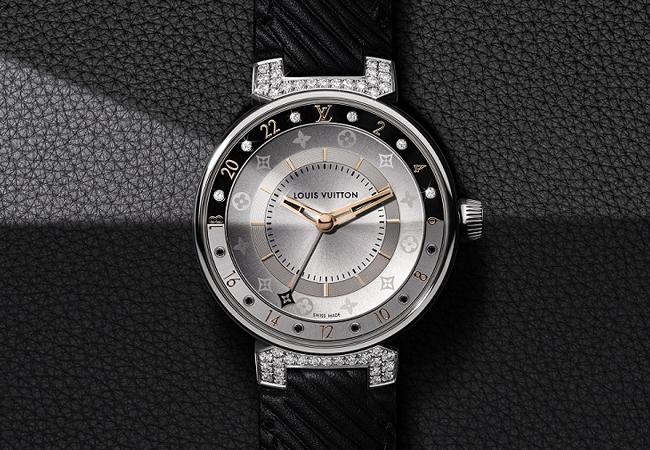 路易威登Tambour Moon Dual Time Black & White Paved