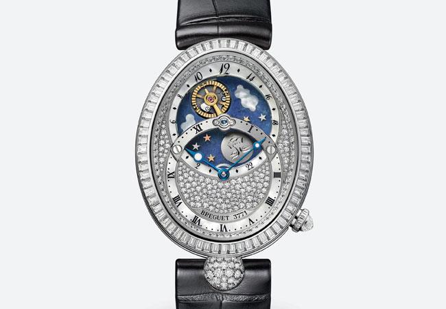 寶璣REINE DE NAPLES  8999日月星辰滿天星白K金鑽錶