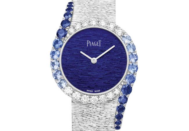 PIAGET Limelight Gala系列18K白金漸層藍寶石鑲鑽高級珠寶腕錶