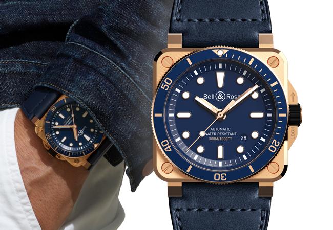 青銅藍面軍錶風範 BELL & ROSS BR 03-92 diver blue bornze腕錶