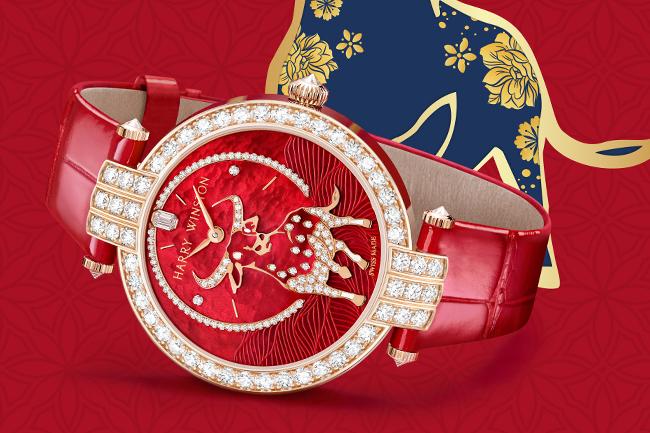 海瑞溫斯頓Harry Winston Premier卓時系列，牛年生肖自動腕錶。型號：PRNAHM36RR032