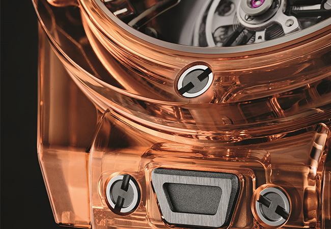 宇舶HUBLOT冰橙藍寶石陀飛輪腕錶，型號：419.JO.0120.RT