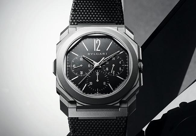 BVLGARI寶格麗OCTO FINISSIMO CHRONOGRAPH GMT TITANIUM 超薄計時兩地時區鈦金屬腕錶，型號：103371