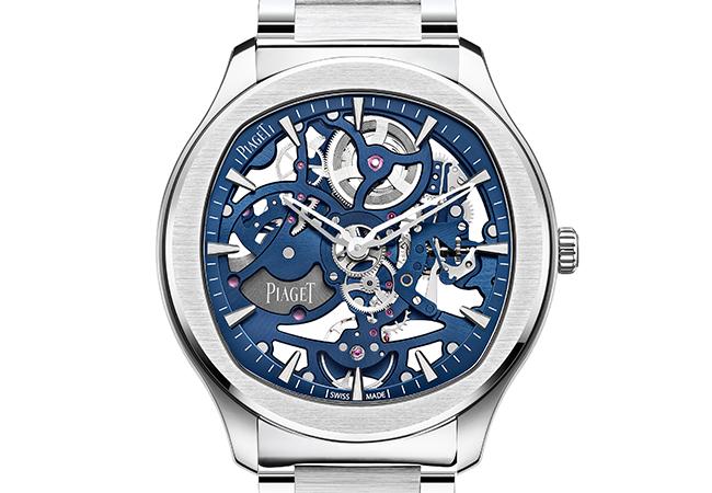 伯爵PIAGET Polo系列伯爵藍鏤空超薄精鋼腕錶，型號：G0A45004