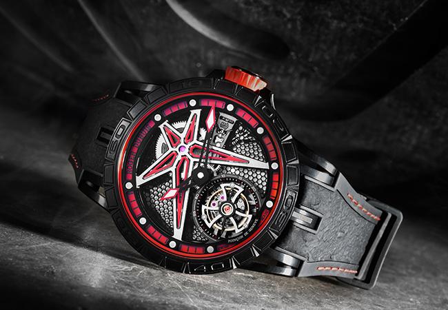 羅杰杜彼ROGER DUBUIS Excalibur Spider Pirelli 鏤空飛行陀飛輪腕錶，型號： DBEX0817