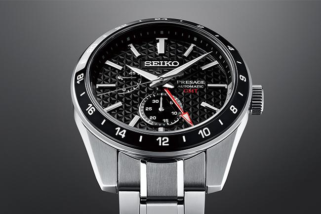 SEIKO Presage Sharp Edged GMT配麻葉面盤、6R64自動機芯