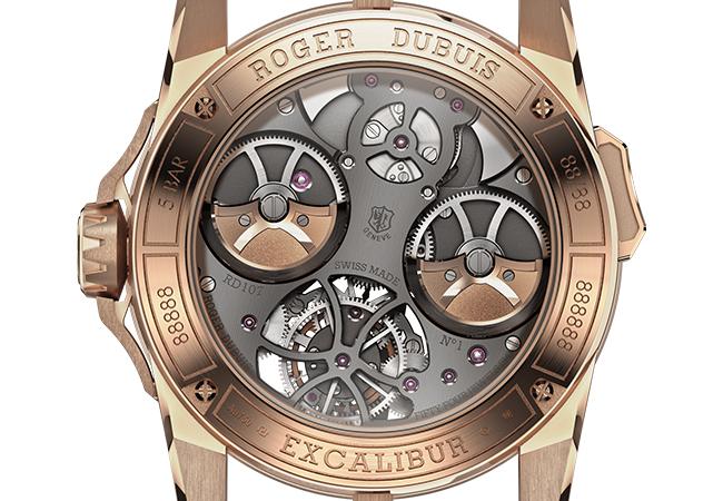 ROGER DUBUIS Excalibur Diabolus in Machina玫瑰金三問飛行陀飛輪腕錶，型號：DBEX0840