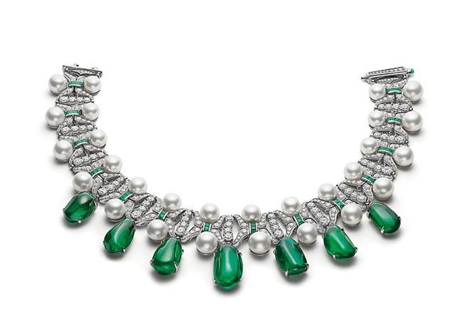 BVLGARI BAROCKO系列Emerald Star頂級祖母綠、珍珠與鑽石頸鍊，型號751626。