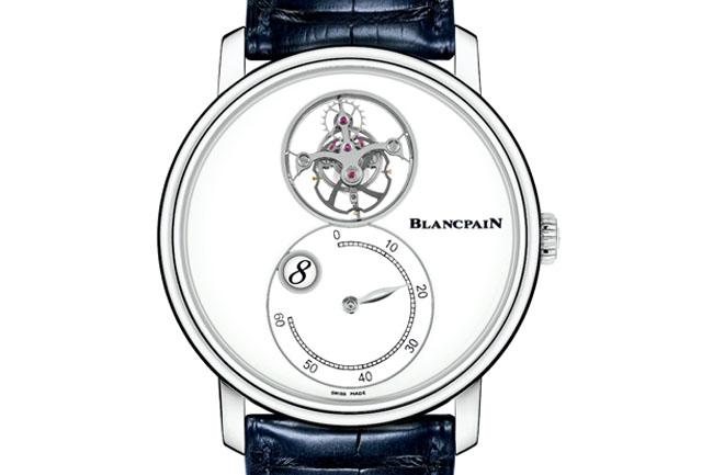 寶珀BLANCPAIN Villeret跳時逆跳分鐘飛行陀飛輪鉑金腕錶 清新的複雜