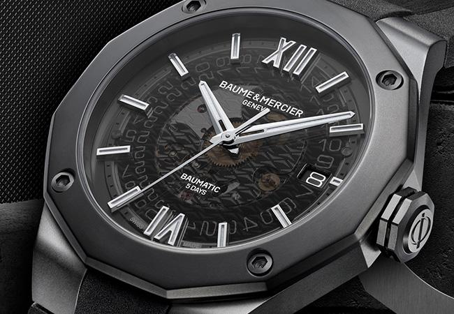名士BAUME & MERCIER Riviera Baumatic透明煙燻自動腕錶