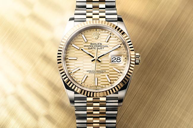 勞力士Datejust 36 棕櫚葉、三角坑紋面盤蠔式腕錶