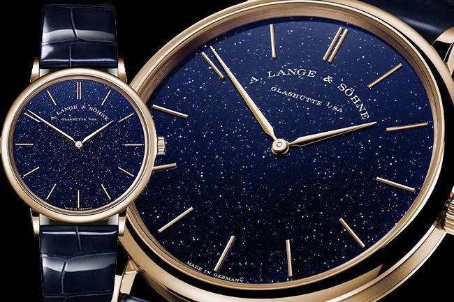 朗格Saxonia Thin 18K玫瑰金混搭夜空藍