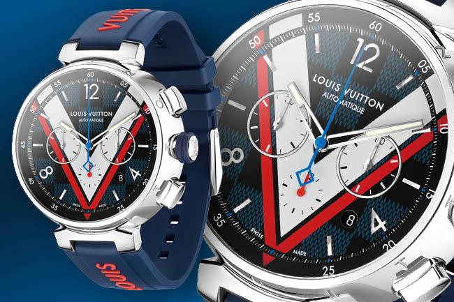 路易威登Tambour Damier Cobalt Chronograph搶佔視覺的V字魔力