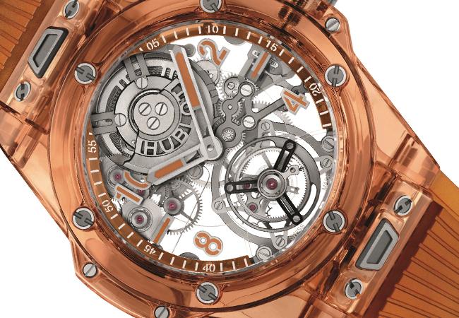 HUBLOT宇舶Big Bang冰橙藍寶石陀飛輪腕錶