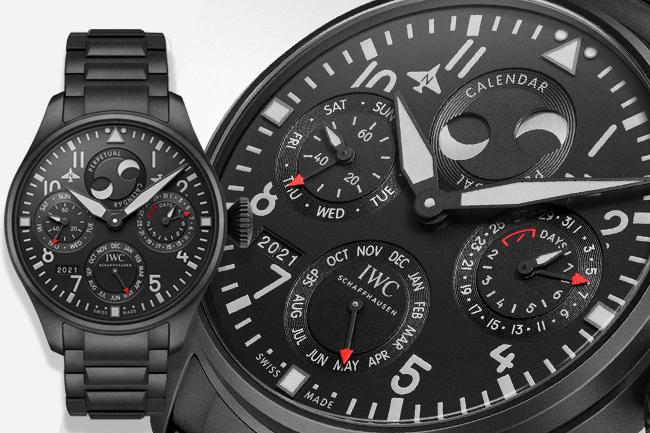IWC飛行員系列Top Gun海軍空戰部隊瓷化鈦金屬萬年曆、世界時區腕錶IW503604、IW395505