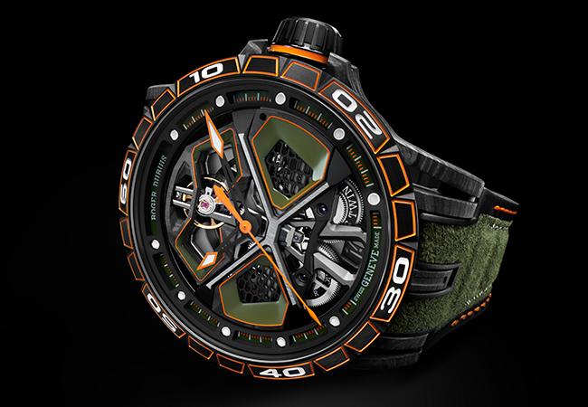 羅杰杜彼ROGER DUBUIS,Excalibur Spider Huracán Monobalancier片狀模塑碳纖維自動上鍊腕錶