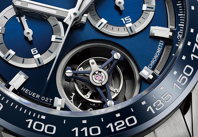 泰格豪雅TAG HEUER Carrera H02T限量藍色陀飛輪計時腕錶