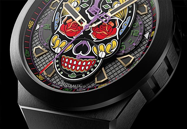 炸彈錶BOMBERG Bolt-68 Neo系列黑色卡拉維拉機械計時碼錶+骷髏修容套件組