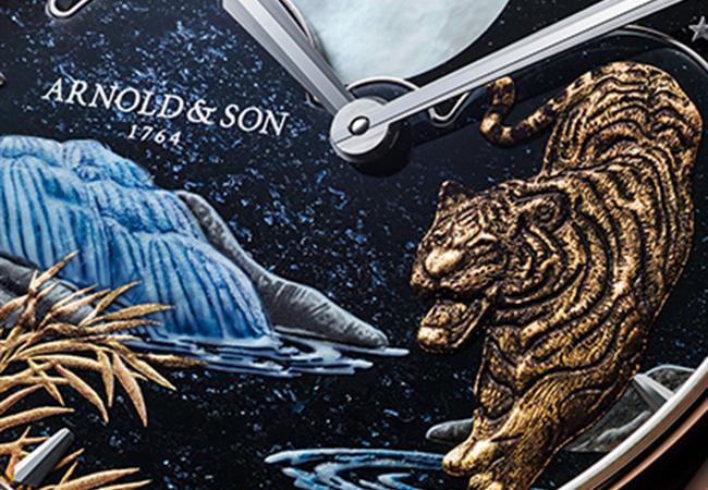 亞諾表Perpetual Moon“Year of the Tiger”金雕微繪恆久月相腕錶
