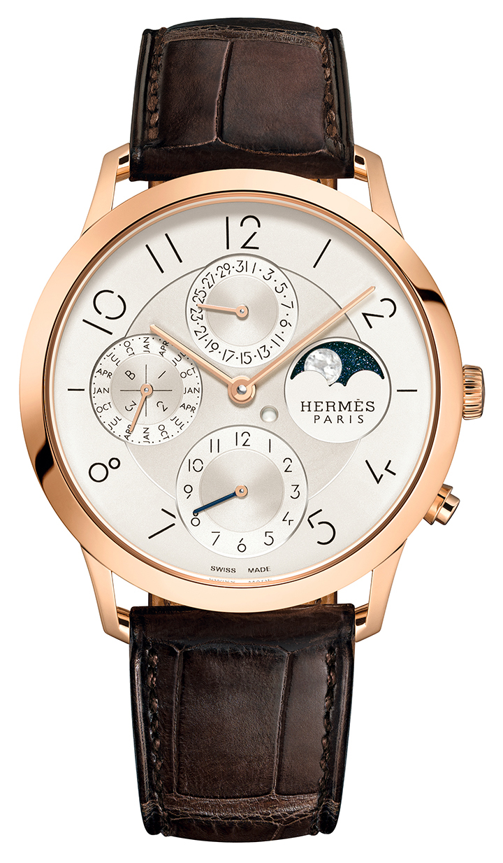 HERMES Slim d'Hermes 超薄萬年曆腕錶